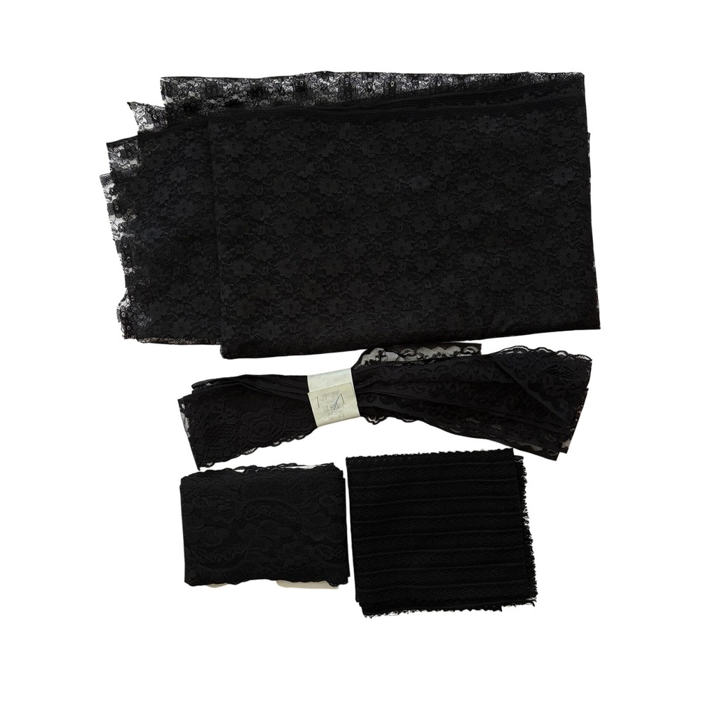 Lace Fabric Trim Lot Black Good Floral Scalloped Sewing Notions DIY Whimsigoth